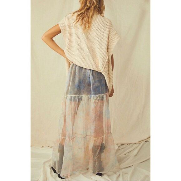 NEW FREE PEOPLE RIVERSIDE TOOL & DYE SILK ORGANZA TIE DYE MAXI SLIP SKIRT - Picture 7 of 8